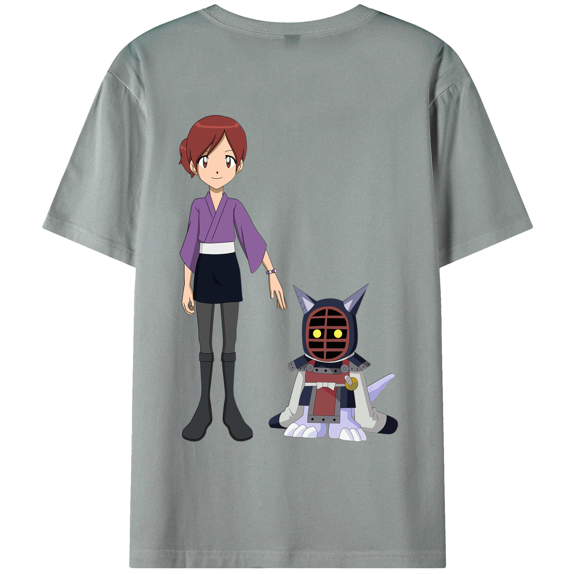 （画像用） Digimon デジタルモンスター/デジモン 綿100％ メンズ半袖Tシャツ（バックプリント） 通気性